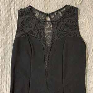 Deep V Black Lace Dress
